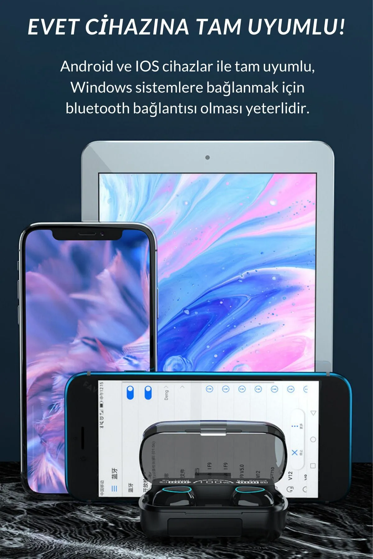 Bilişim Burada M10 Powerbankli Bluetooth Kulaklık Şarj Göstergeli Kulak İçi Kablosuz Mikrofonlu Hi-Fi Kulaklık 